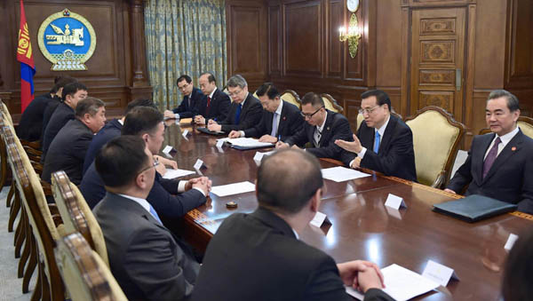 李克強會見蒙大呼拉爾主席：歡迎兩國立法機構保持交流