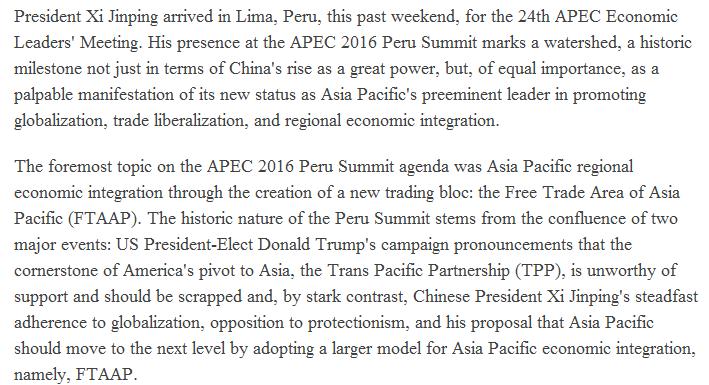 【老外談】英國學(xué)者：中國擔當旗手，引領(lǐng)亞太自由貿(mào)易協(xié)定