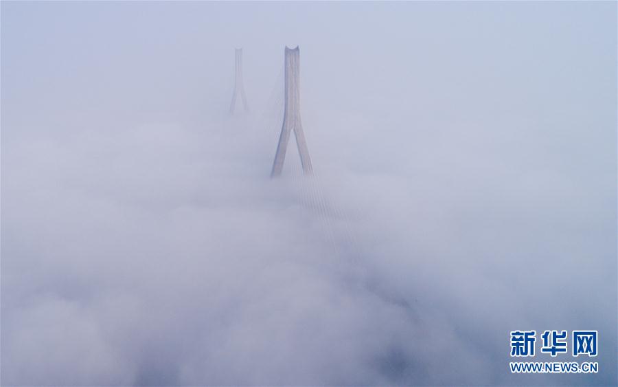 人間仙境！武漢現大霧天氣 高架橋宛如天路(組圖)