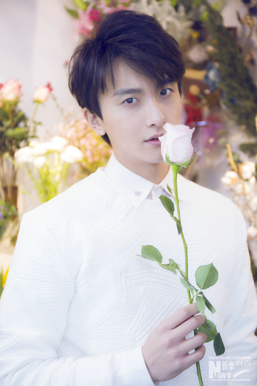 牛駿峰時尚大片曝光 清新暖男花中示愛