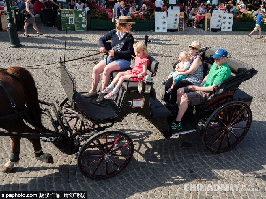 比利時布魯日迎來旅游旺季 夏日風光清新亮麗