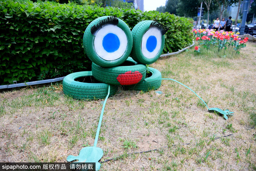 沈陽(yáng)：這些竟然都是輪胎 廢棄輪胎“重生”變身呆萌卡通形象