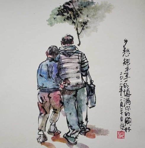 磁器口有位光頭怪蜀黍 愛(ài)畫(huà)漫畫(huà)愛(ài)“吹牛皮”