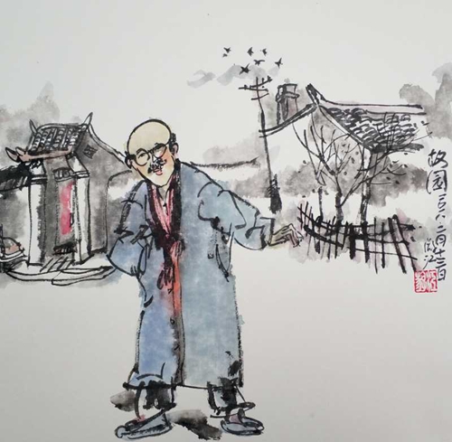 磁器口有位光頭怪蜀黍 愛(ài)畫(huà)漫畫(huà)愛(ài)“吹牛皮”