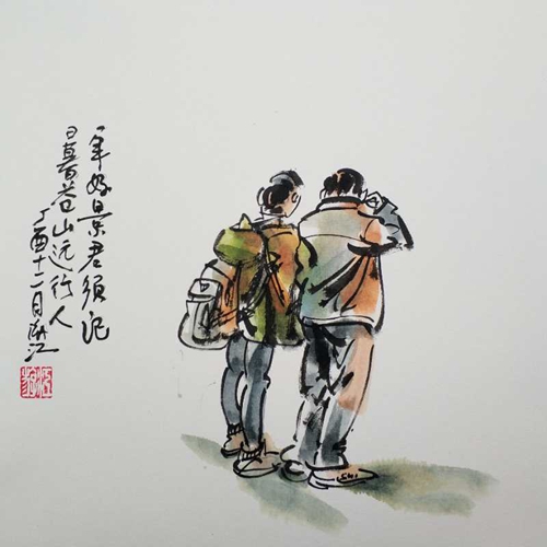 磁器口有位光頭怪蜀黍 愛(ài)畫(huà)漫畫(huà)愛(ài)“吹牛皮”