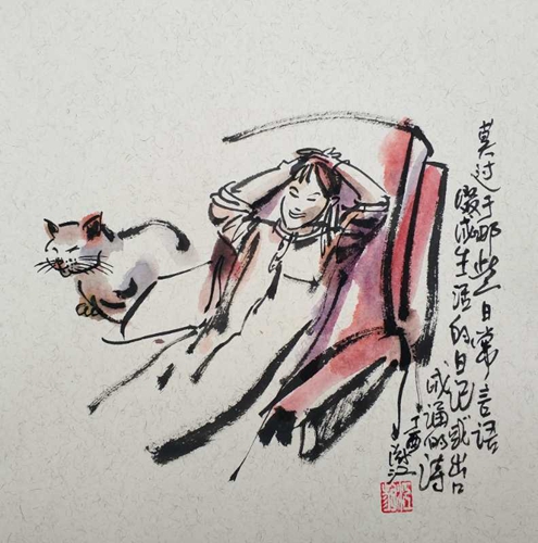 磁器口有位光頭怪蜀黍 愛(ài)畫(huà)漫畫(huà)愛(ài)“吹牛皮”