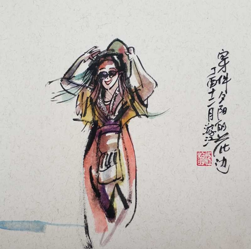 磁器口有位光頭怪蜀黍 愛(ài)畫(huà)漫畫(huà)愛(ài)“吹牛皮”