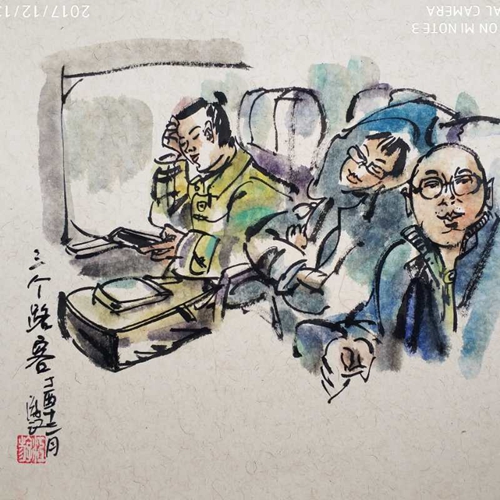 磁器口有位光頭怪蜀黍 愛(ài)畫(huà)漫畫(huà)愛(ài)“吹牛皮”