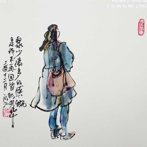 磁器口有位光頭怪蜀黍 愛(ài)畫(huà)漫畫(huà)愛(ài)“吹牛皮”