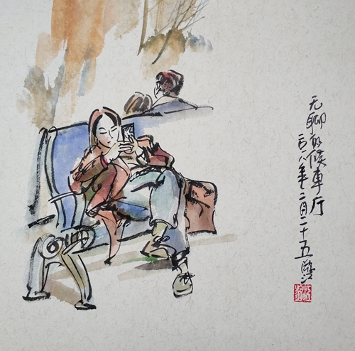 磁器口有位光頭怪蜀黍 愛(ài)畫(huà)漫畫(huà)愛(ài)“吹牛皮”