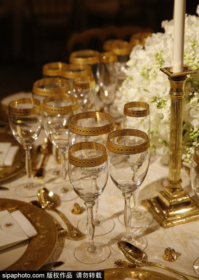 高貴又奢華！特朗普歡迎馬克龍宴會陳設曝光