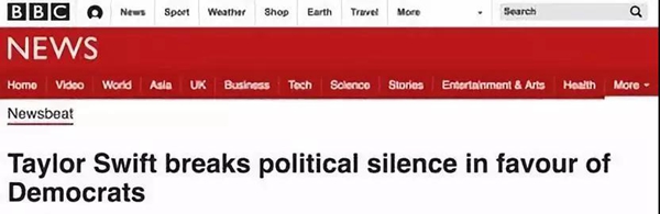 霉霉打破沉默表達政治立場，特朗普：對她歌的喜愛減少25%丨外媒說