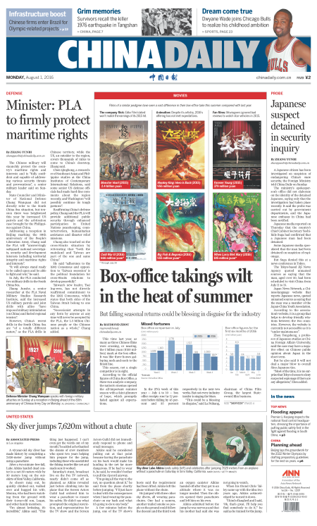 8月1日中國日報推薦:李克強:夯實責任 切實保障人民群眾生命財產安全